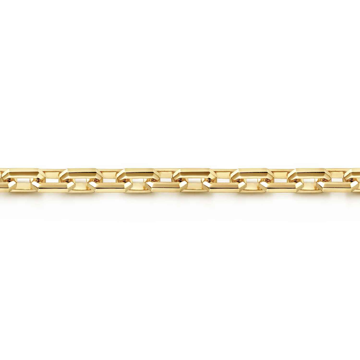 5.50mm 14K Yellow Gold Men's Solid Faceted Link Chain Bracelet - Shot 2