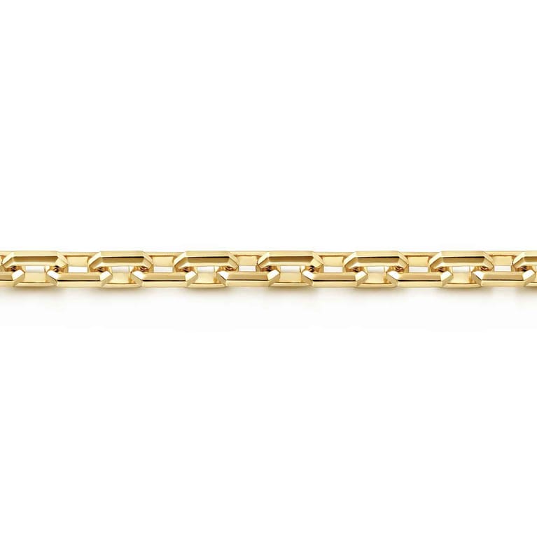 5.50mm 14K Yellow Gold Men's Solid Faceted Link Chain Bracelet - Shot 2