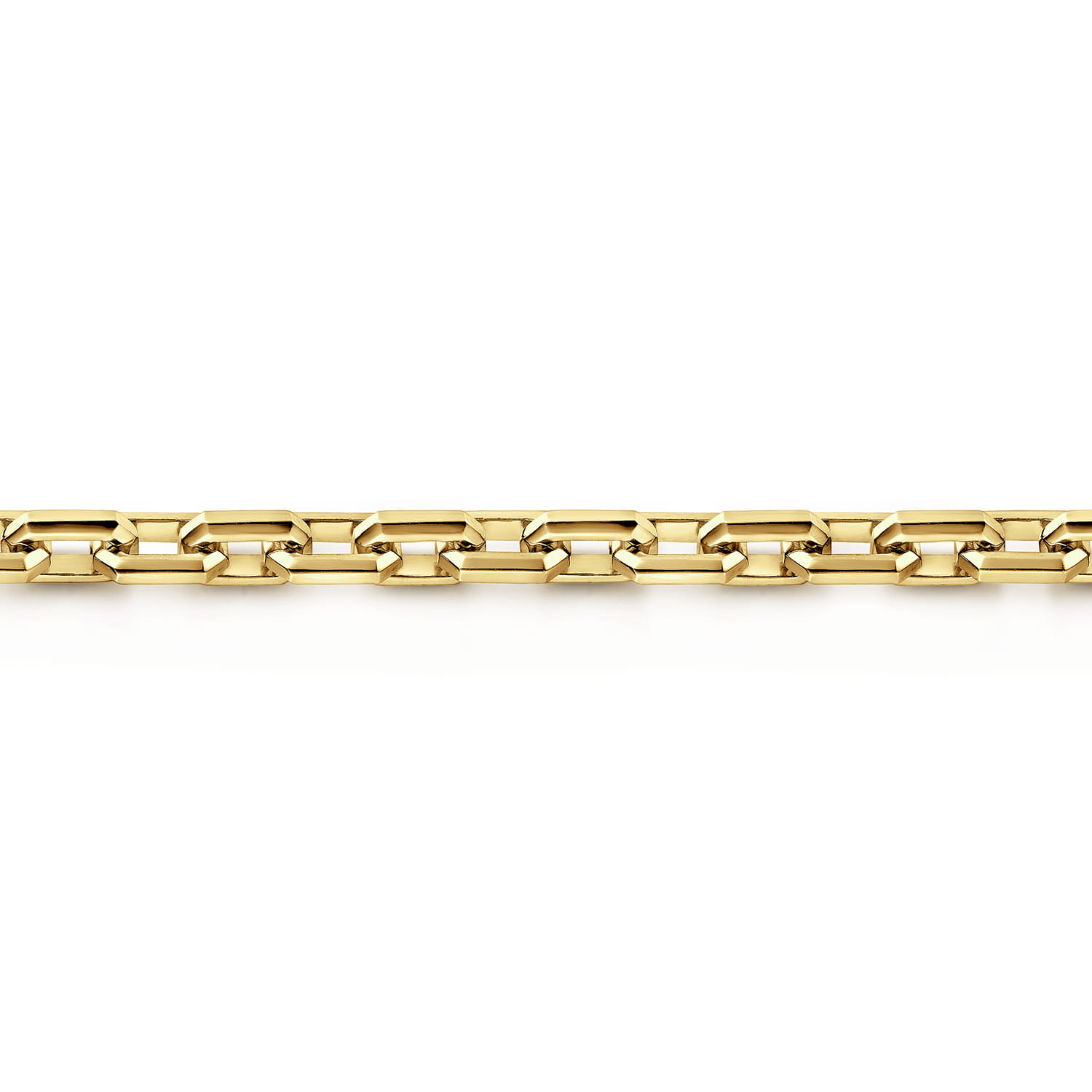 5.50mm 14K Yellow Gold Men's Solid Faceted Link Chain Bracelet - Shot 2