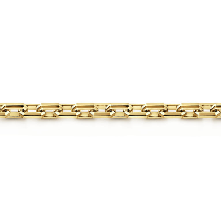 5.50mm 14K Yellow Gold Men's Solid Faceted Link Chain Bracelet - Shot 2