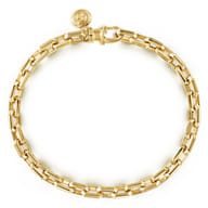 5.50mm 14K Yellow Gold Men's Solid Faceted Link Chain Bracelet