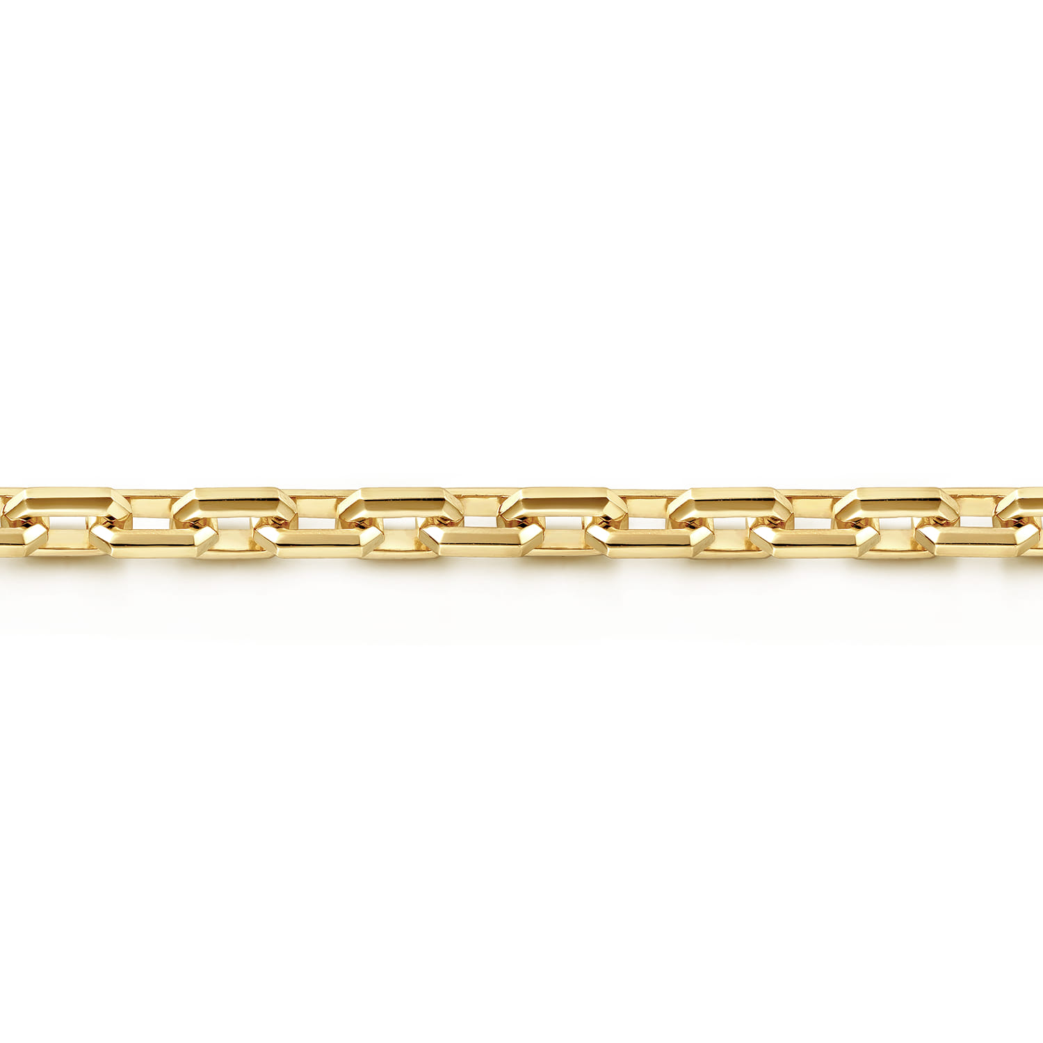 5.50mm 14K Yellow Gold Men's Solid Faceted Link Chain Bracelet - Shot 2