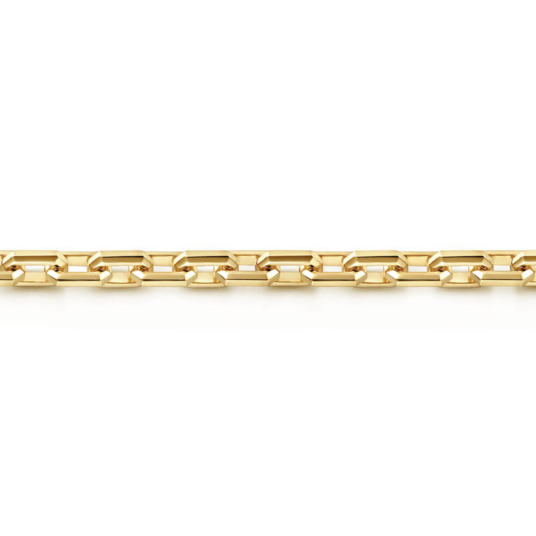 5.50mm 14K Yellow Gold Men's Solid Faceted Link Chain Bracelet - Shot 2