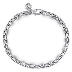5.50mm 925 Sterling Silver Men's Solid Faceted Link Chain Bracelet