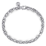 5.50mm 925 Sterling Silver Men's Solid Faceted Link Chain Bracelet