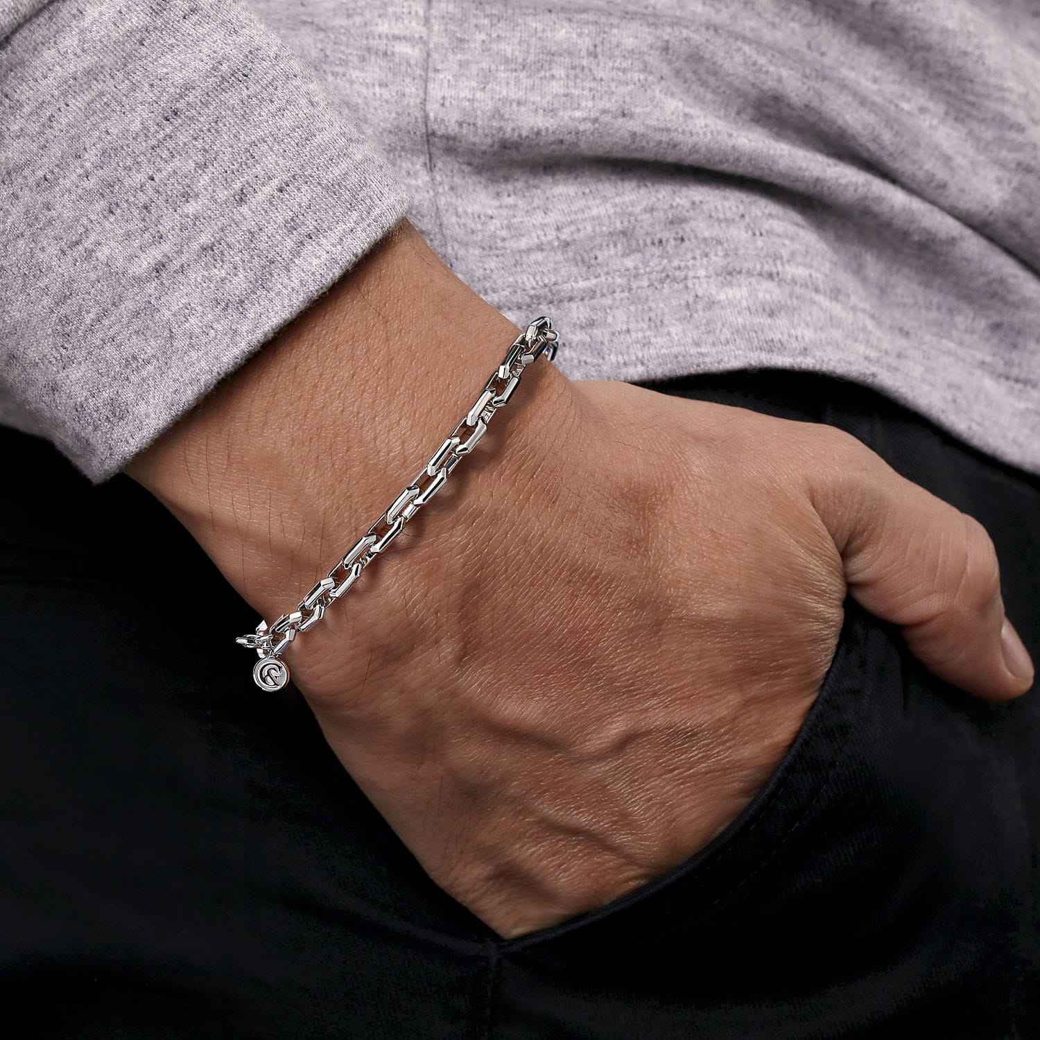 5.50mm 925 Sterling Silver Solid Faceted Chain Bracelet - Shot 3