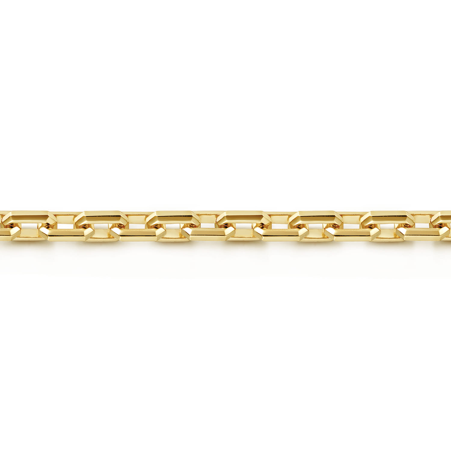 5.60mm 14K Yellow Gold Men's Hollow Faceted Link Chain Bracelet - Shot 2
