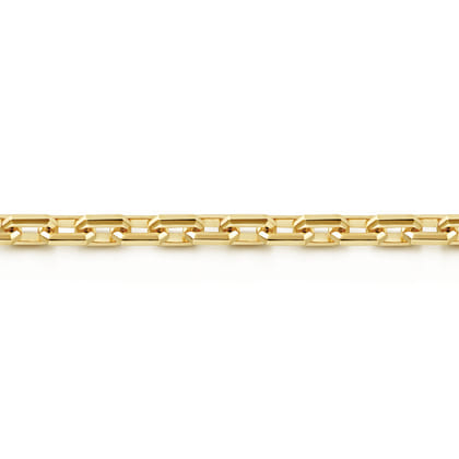 5.60mm 14K Yellow Gold Men's Hollow Faceted Link Chain Bracelet