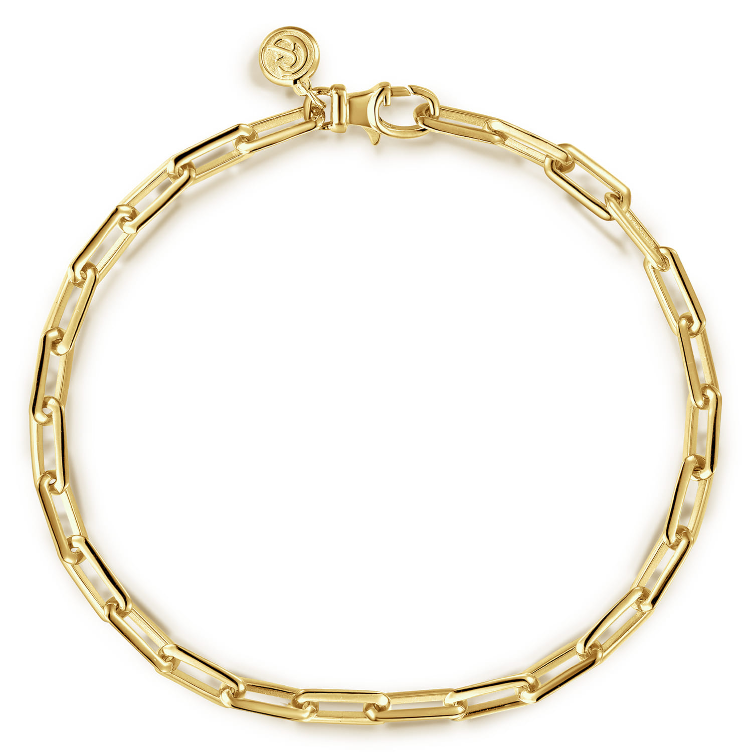 5 mm 14K Yellow Gold Men's Solid Elongated Chain Bracelet - Shot 1