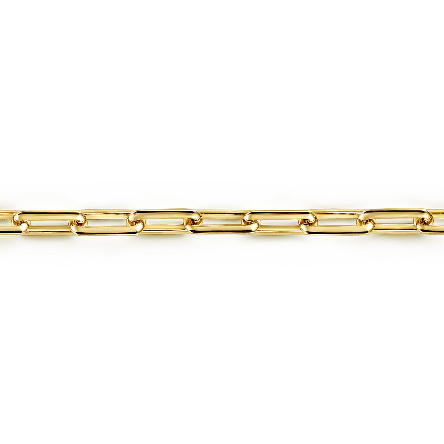 5 mm 14K Yellow Gold Men's Solid Elongated Chain Bracelet - Shot 2