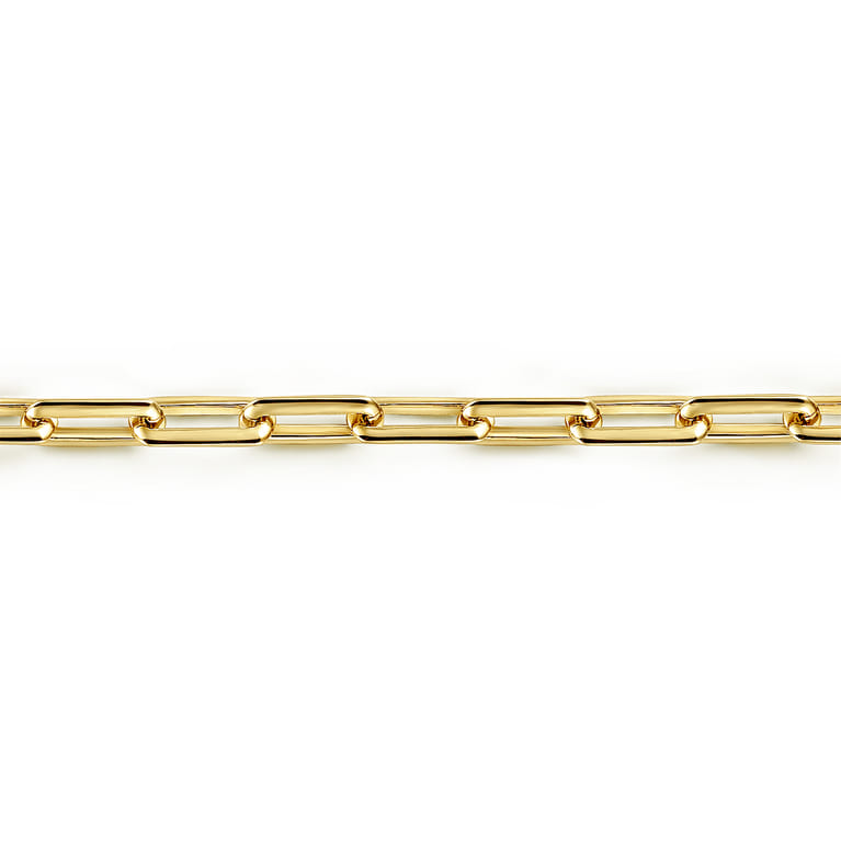 5 mm 14K Yellow Gold Men's Solid Elongated Chain Bracelet - Shot 2