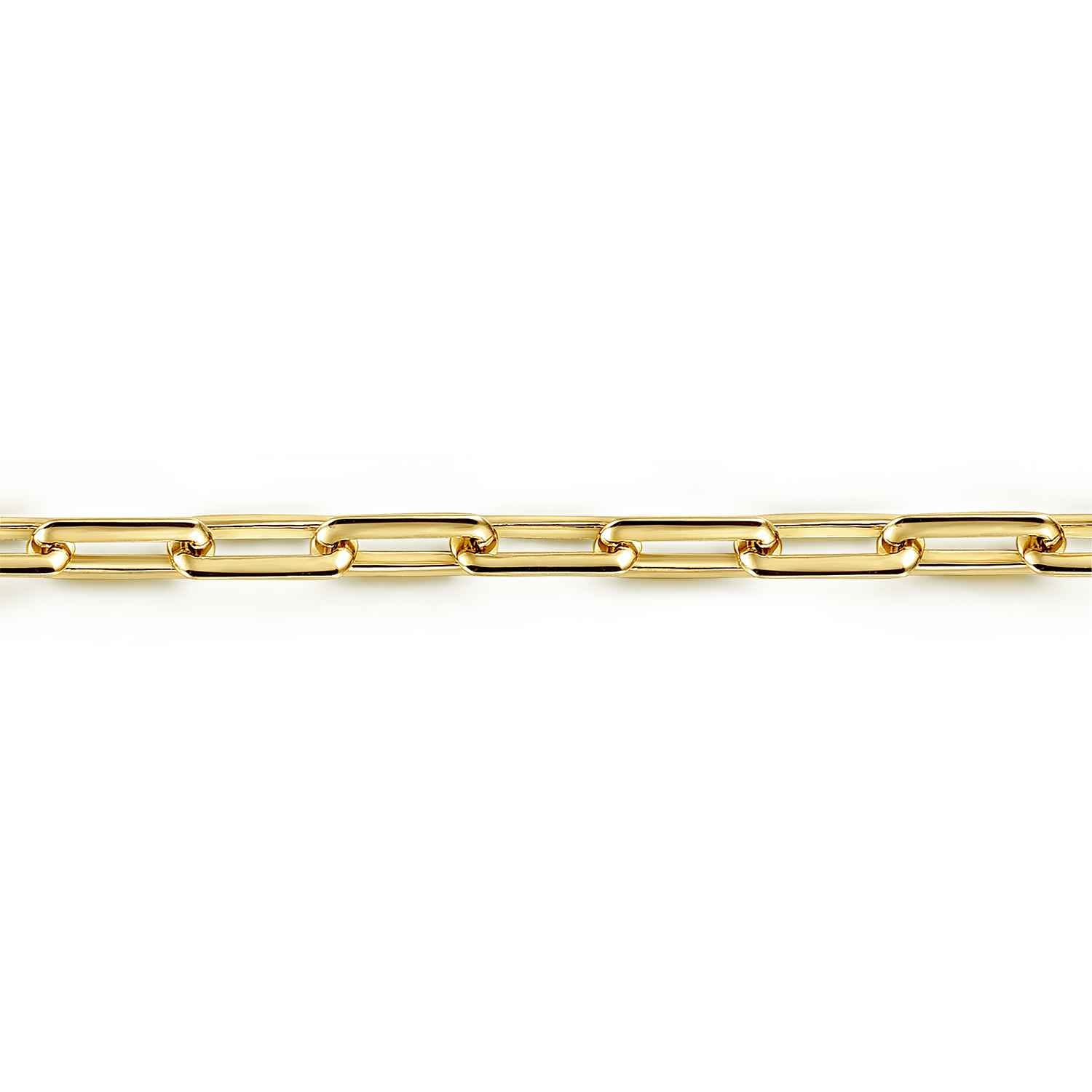 5 mm 14K Yellow Gold Men's Solid Elongated Link Chain Bracelet - Shot 2