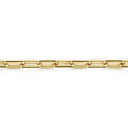 5 mm 14K Yellow Gold Men's Solid Elongated Link Chain Bracelet