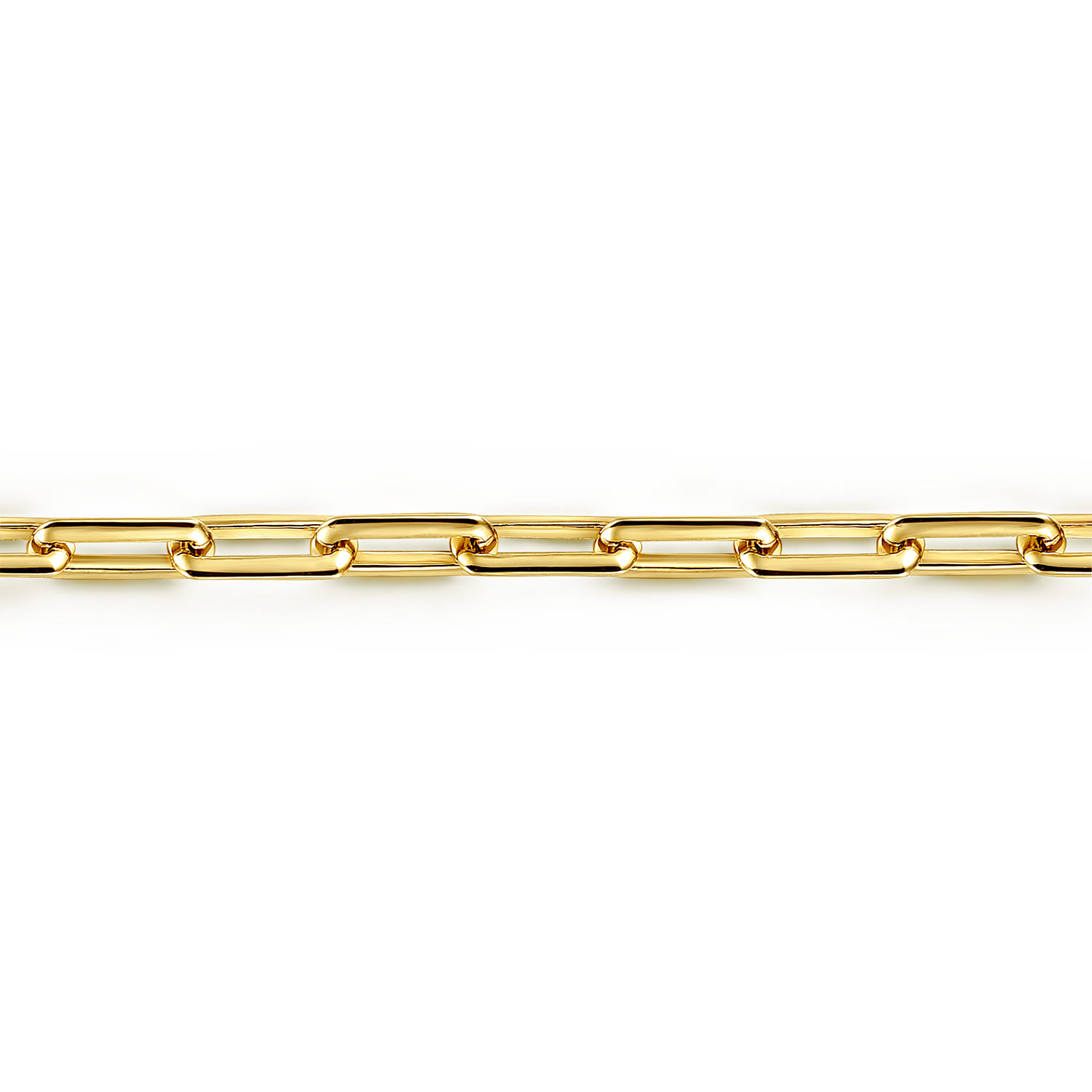 5 mm 14k Yellow Gold Men's Solid Elongated Link Chain Bracelet - Shot 2