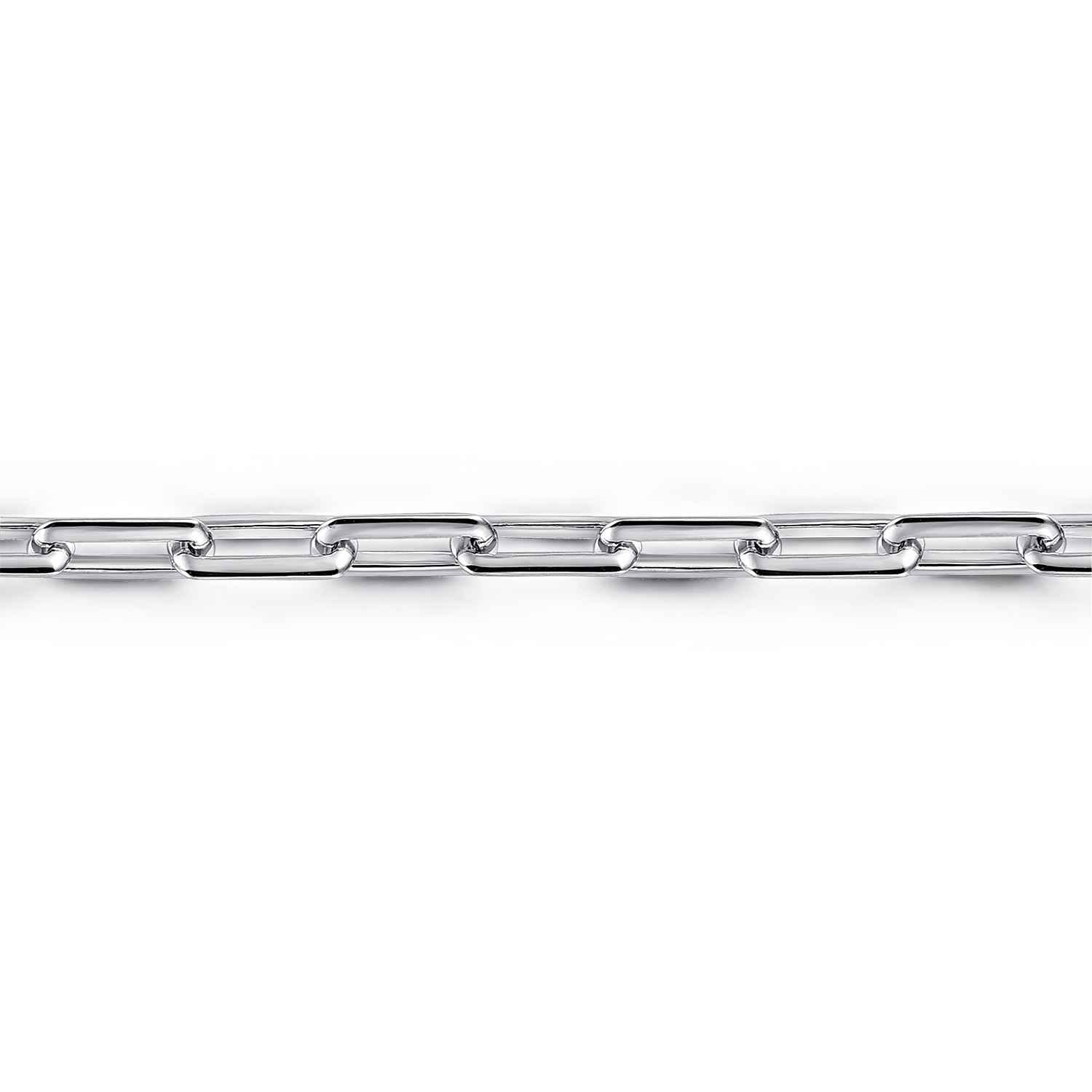5 mm 925 Sterling Silver Men's Solid Elongated Link Chain Bracelet - Shot 2