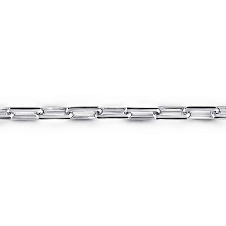 5 mm 925 Sterling Silver Men's Solid Elongated Link Chain Bracelet - Shot 2