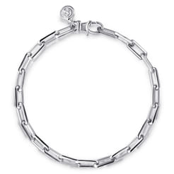 5mm 925 Sterling Silver Elongated Men's Solid Chain Bracelet