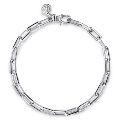 5mm 925 Sterling Silver Elongated Men's Solid Chain Bracelet