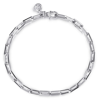 5mm 925 Sterling Silver Elongated Men's Solid Chain Bracelet