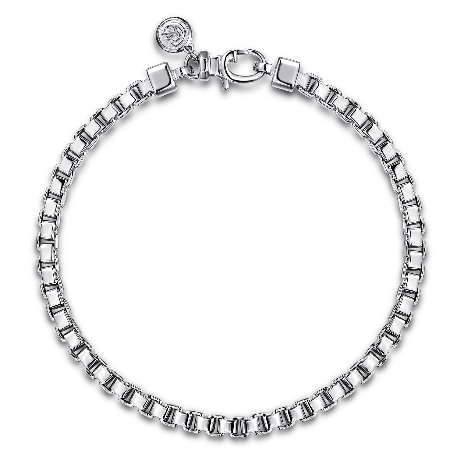 5mm 925 Sterling Silver Men's Solid Box Chain Bracelet - Shot 1