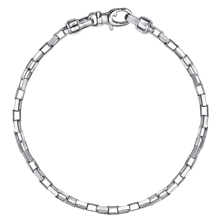 5mm 925 Sterling Silver Men's Solid Box Chain Bracelet - Shot 1