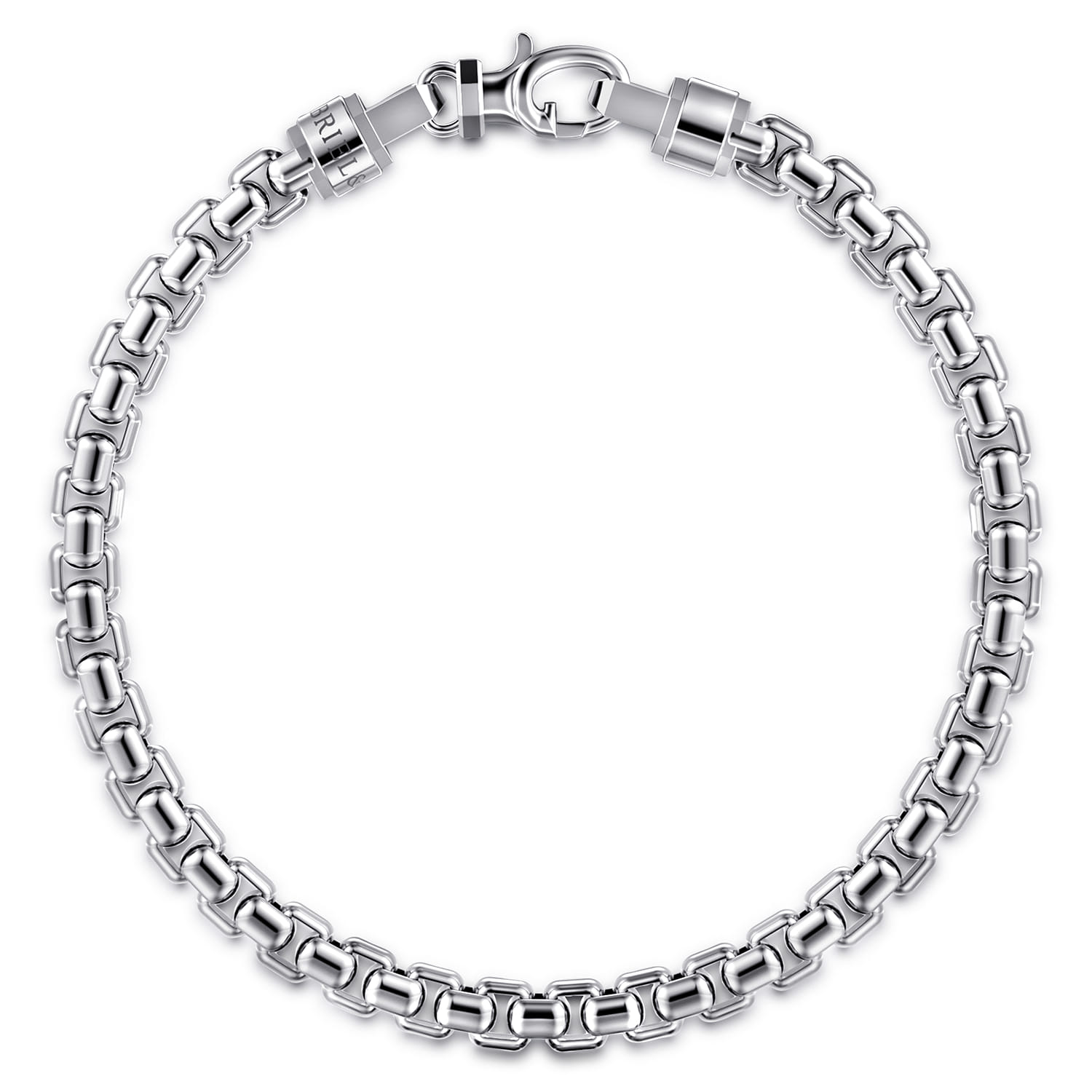 5mm 925 Sterling Silver Men's Solid Round Box Chain Bracelet - Shot 1