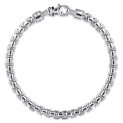 5mm 925 Sterling Silver Men's Solid Round Box Chain Bracelet
