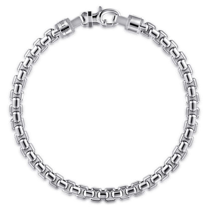 5mm 925 Sterling Silver Men's Solid Round Box Chain Bracelet