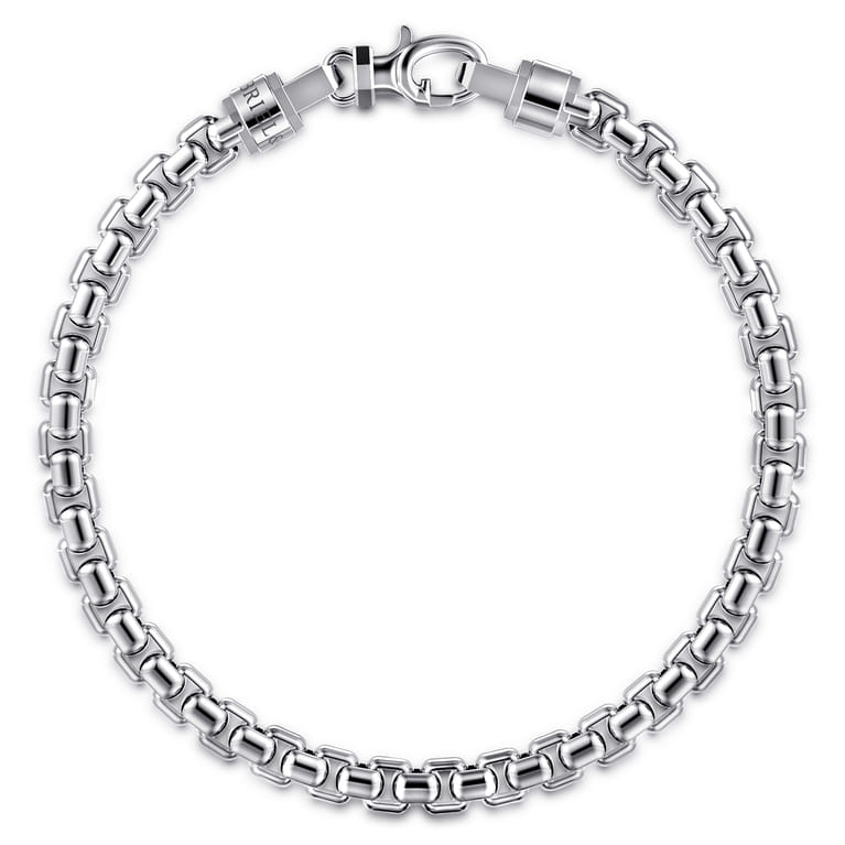 5mm 925 Sterling Silver Men's Solid Round Box Chain Bracelet - Shot 1