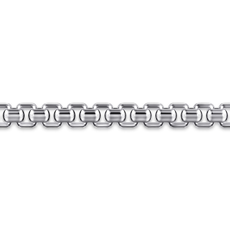 5mm 925 Sterling Silver Men's Solid Round Box Chain Bracelet - Shot 2