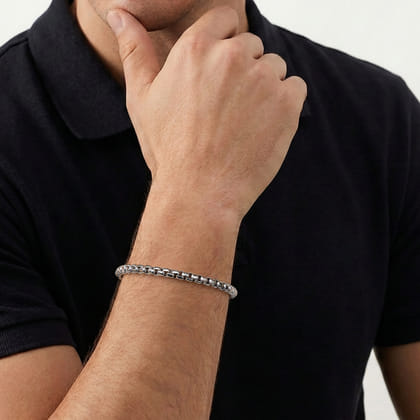 5mm 925 Sterling Silver Men's Solid Round Box Chain Bracelet