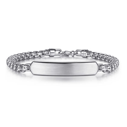 5mm 925 Sterling Silver Men's Solid Round Box Chain with ID Bracelet