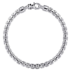  5mm 925 Sterling Silver Solid Men's Round Box Chain Bracelet