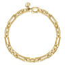 6.50mm 14K Yellow Gold Men's Hollow Figaro Link Chain Bracelet