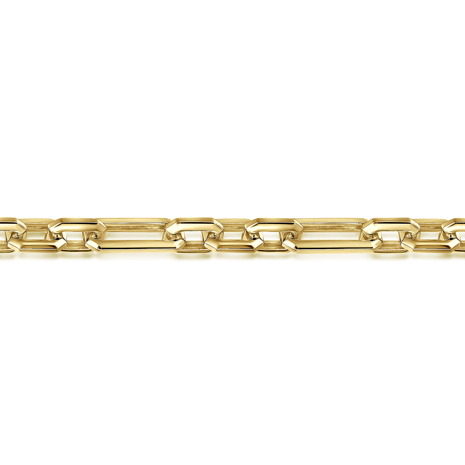 6.50mm 14K Yellow Gold Men's Hollow Figaro Link Chain Bracelet - Shot 2