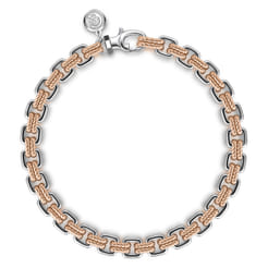 6mm 14K Rose-White Gold Two Tone Men's Solid Chain Bracelet
