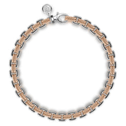 6mm 14K Rose-White Gold Two Tone Men's Solid Chain Bracelet