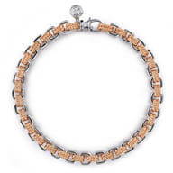6mm 14K Rose-White Gold Two Tone Men's Solid Chain Bracelet