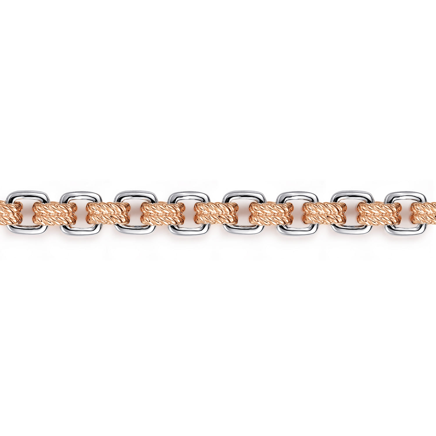6mm 14K Rose-White Gold Two Tone Men's Solid Chain Bracelet - Shot 2