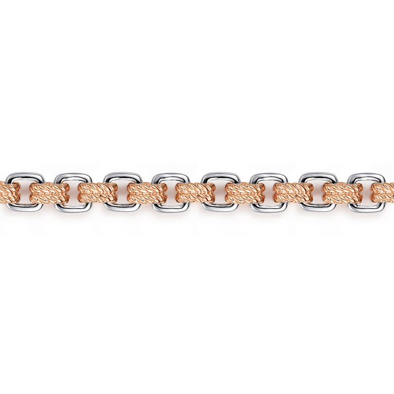 6mm 14K Rose-White Gold Two Tone Men's Solid Chain Bracelet - Shot 2