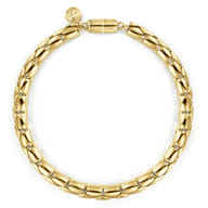 6mm 14K Yellow Gold Tubular Men's Solid Chain Bracelet