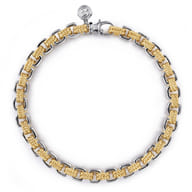 6mm 14K Yellow-White Gold Two Tone Men's Solid Chain Bracelet
