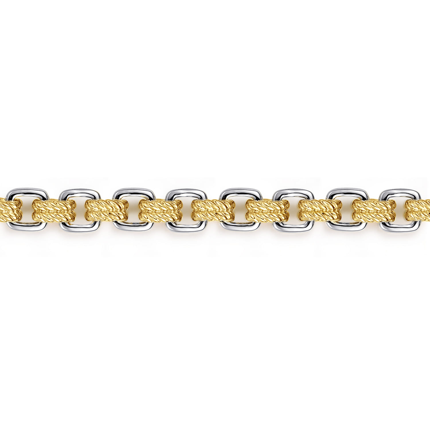 6mm 14K Yellow-White Gold Two Tone Men's Solid Chain Bracelet - Shot 2
