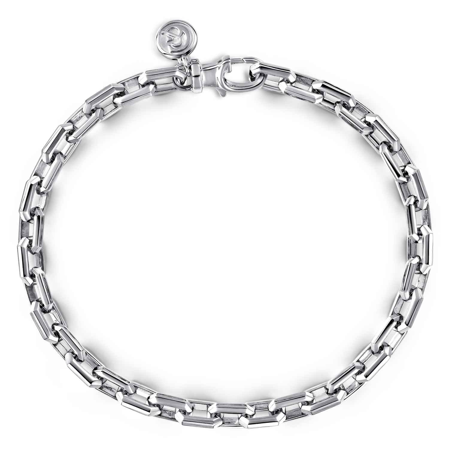 6mm 925 Sterling Silver Faceted Men's Solid Chain Bracelet - Shot 1