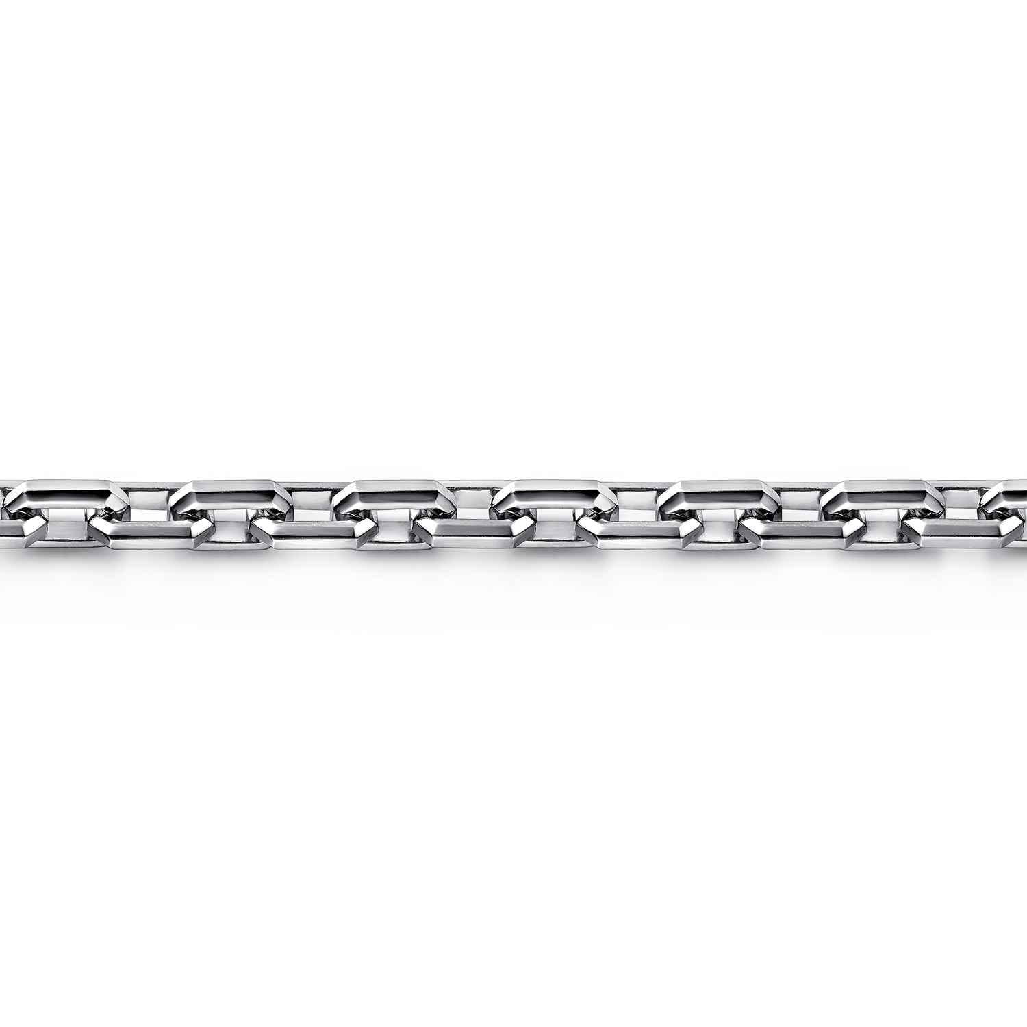 6mm 925 Sterling Silver Faceted Men's Solid Chain Bracelet - Shot 2