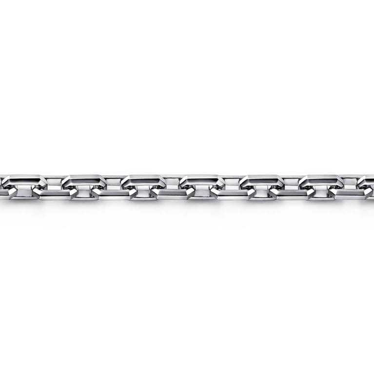 6mm 925 Sterling Silver Faceted Men's Solid Chain Bracelet - Shot 2