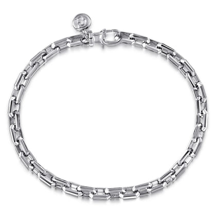 6mm 925 Sterling Silver Faceted Men's Solid Chain Bracelet