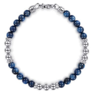 6mm 925 Sterling Silver Kyanite Beaded and Silver Ball Bracelet