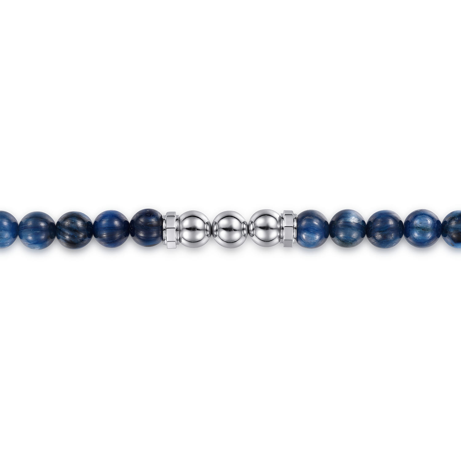 6mm 925 Sterling Silver Kyanite Beaded and Silver Ball Bracelet - Shot 2