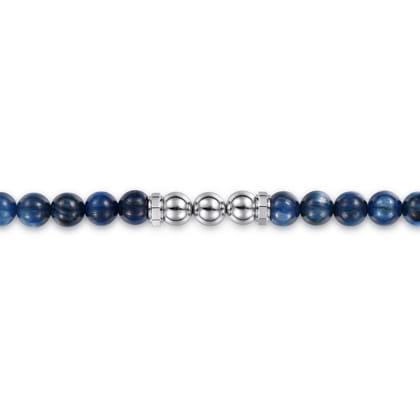 6mm 925 Sterling Silver Kyanite Beaded and Silver Ball Bracelet
